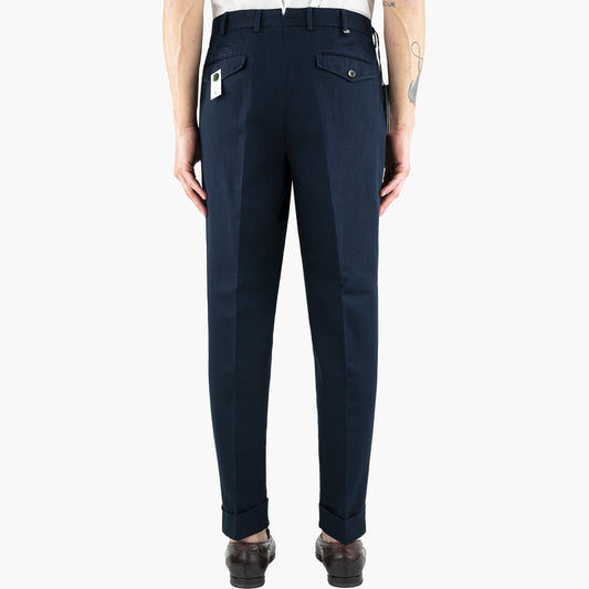 Pantalone PT Torino The Reporter Carrot Fit Art. BP31 Col. 0360 in Gabardina di Cotone Blu Navy