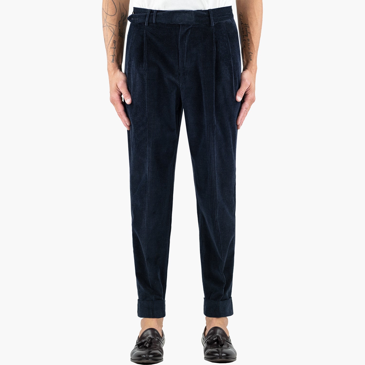 Pantalone PT Torino The Reporter Carrot Fit Art. PG50 in Velluto Col. 0360 Blu Navy