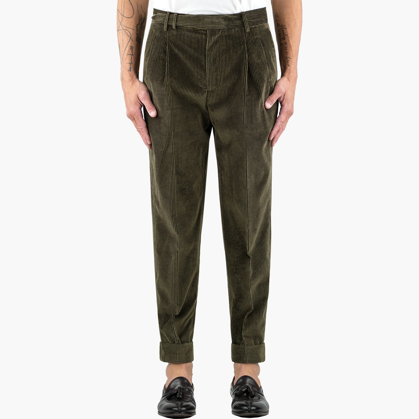 Pantalone PT Torino The Reporter Carrot Fit Art. PG50 in Velluto Col. 0445 Verde Militare