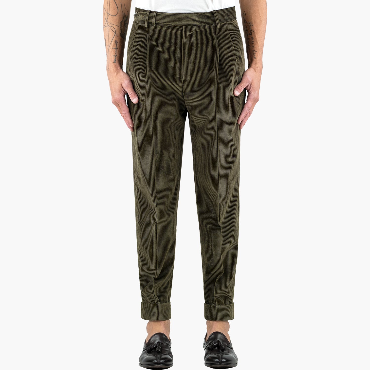 Pantalone PT Torino The Reporter Carrot Fit Art. PG50 in Velluto Col. 0445 Verde Militare