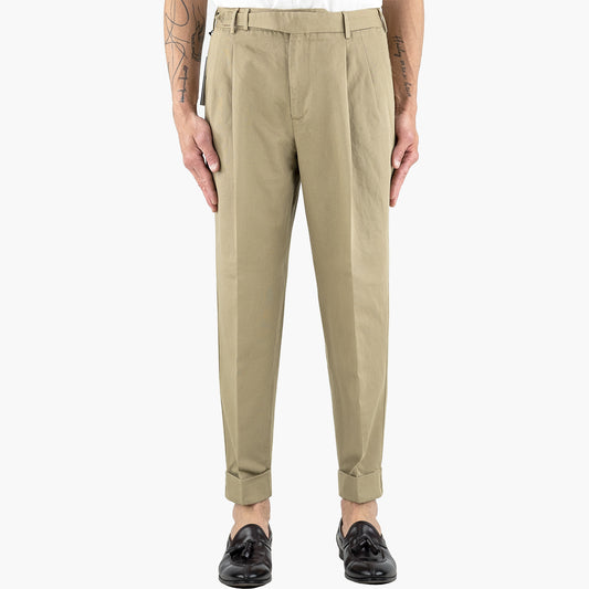 Pantalone PT Torino The Reporter Carrot Fit in Gabardina di Cotone Beige