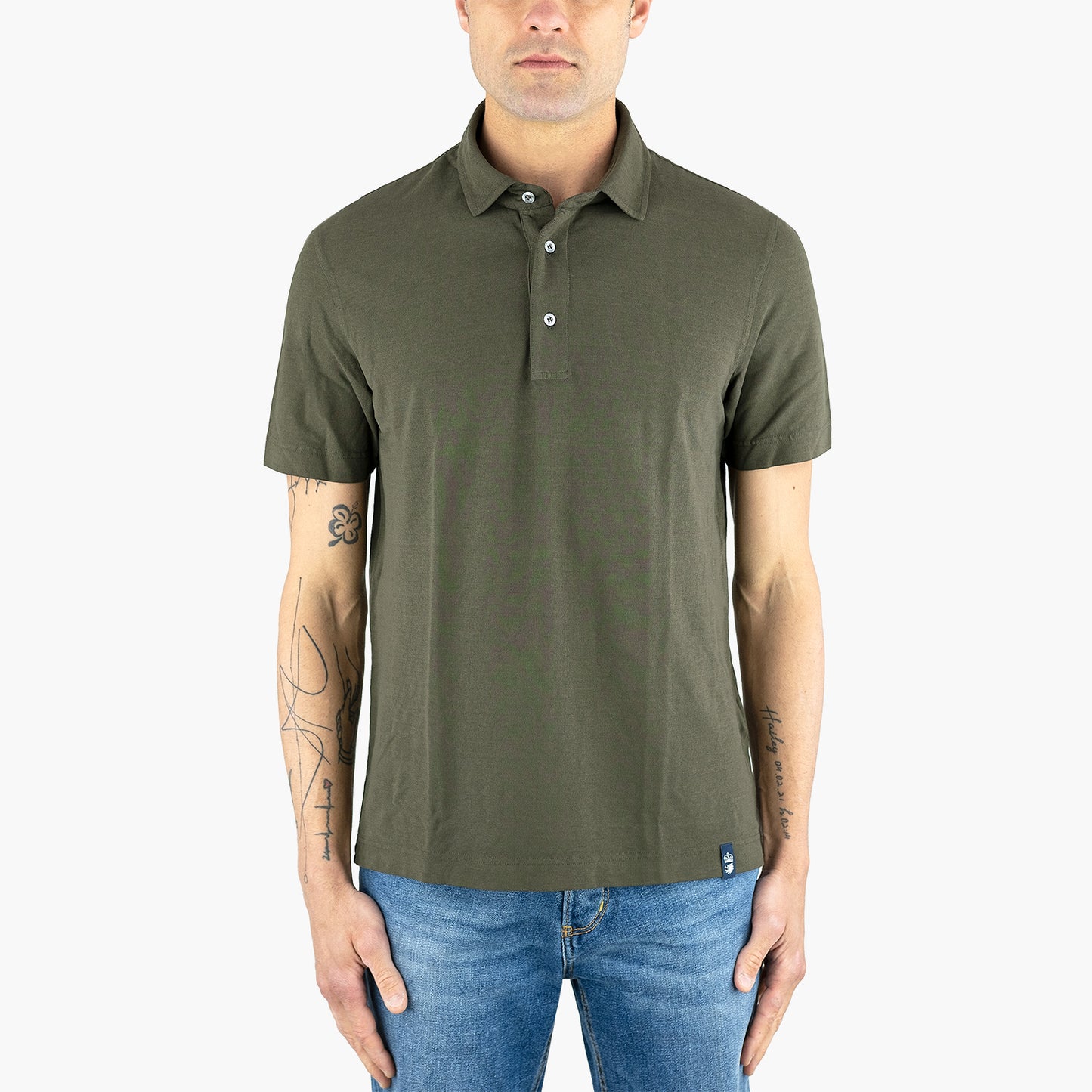 Polo DRUMOHR in Cotone Jersey Verde Militare