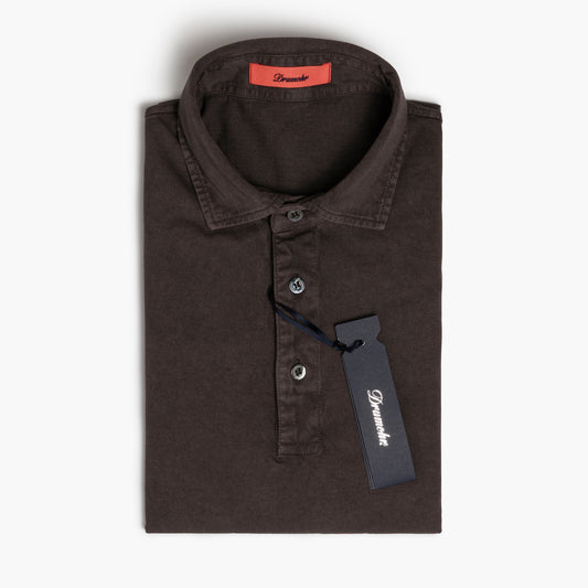 Polo Uomo Manica Lunga DRUMOHR Art. DTJF204 in Puro Cotone Cioccolato
