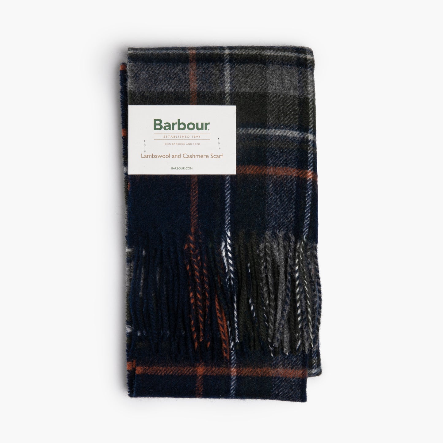 Sciarpa BARBOUR in Lambswool e Cashmere Check Tartan Navy Ginger