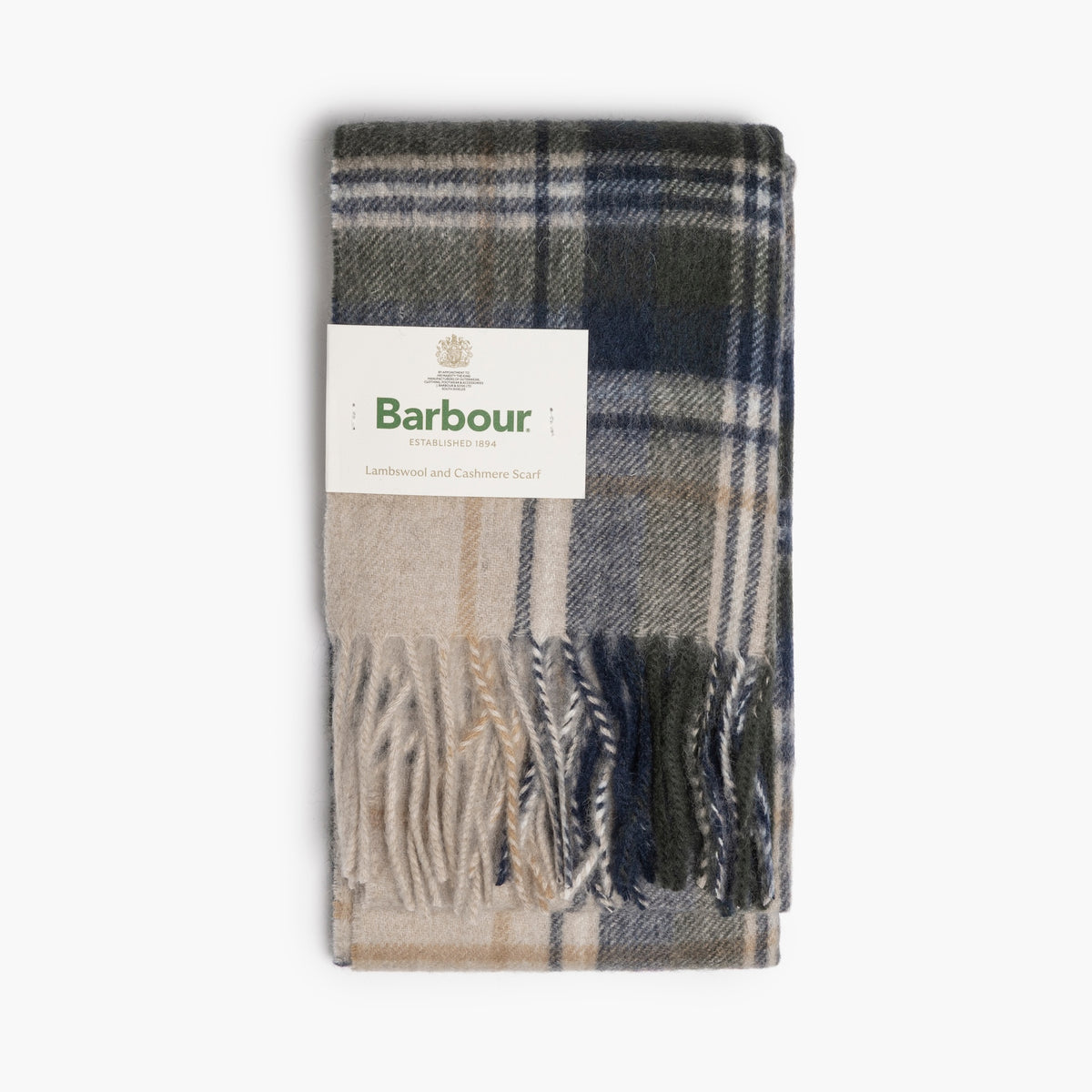 Sciarpa BARBOUR in Lambswool e Cashmere New Check Tartan Sand Beige Plaid