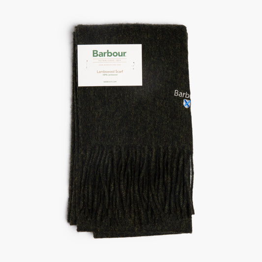 Sciarpa BARBOUR in Puro Lambswool Logo Ricamato Seaweed