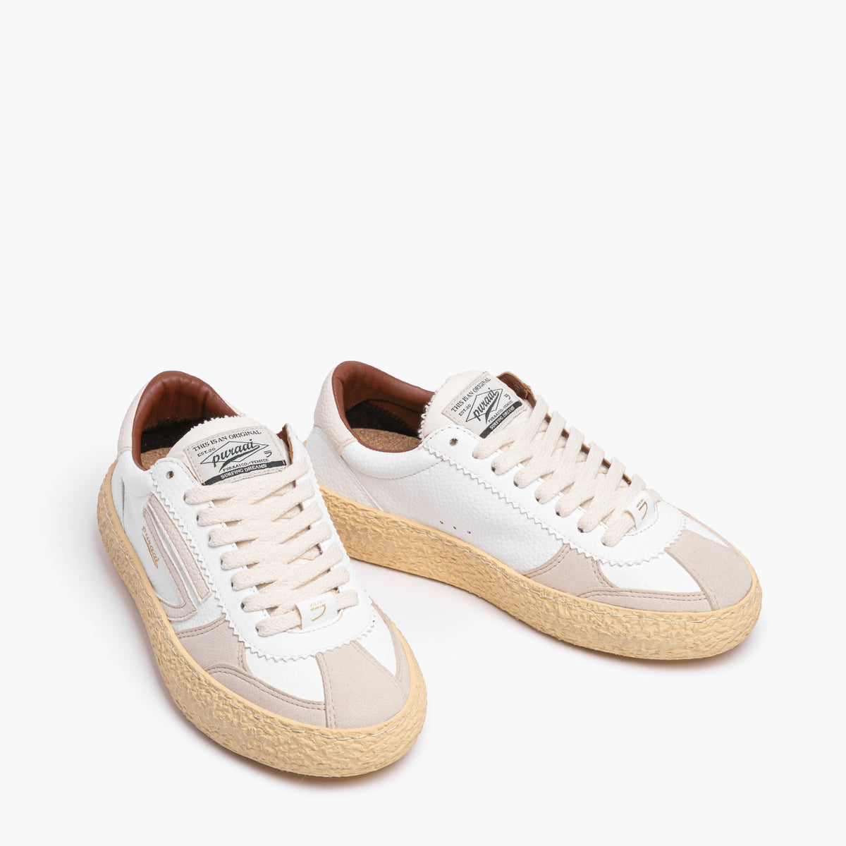 Sneaker Donna PURAAI Vintage Art. PU101V-019 in Eco Pelle Martellata Col. Cream
