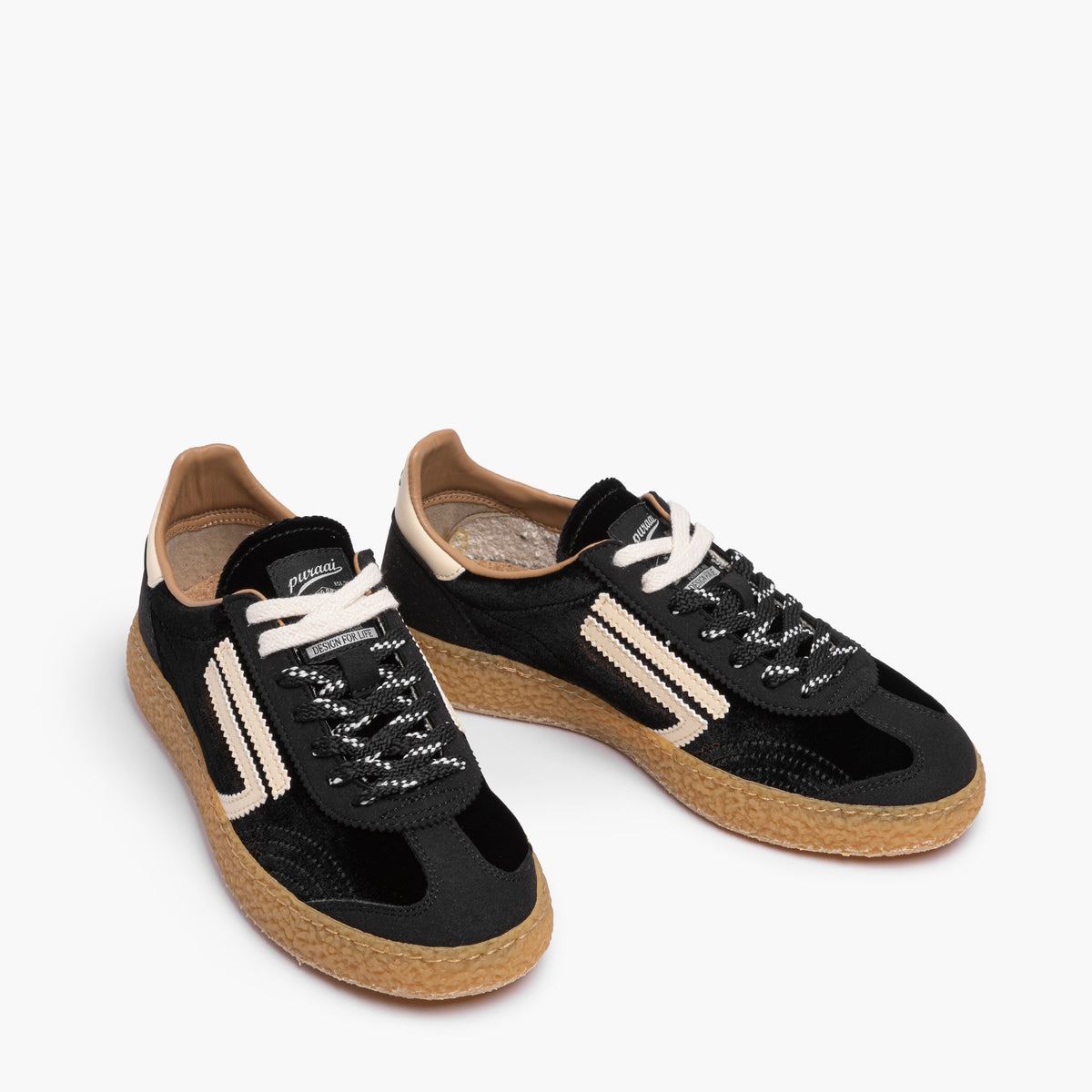 Sneaker Donna PURAAI XS Art. PU601X-058 in Eco Pelle Micro Suede e Velluto Liscio Col. Caviar