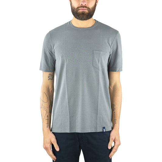 T-Shirt DRUMOHR in Ice Cotton con Taschino Grigia Perla