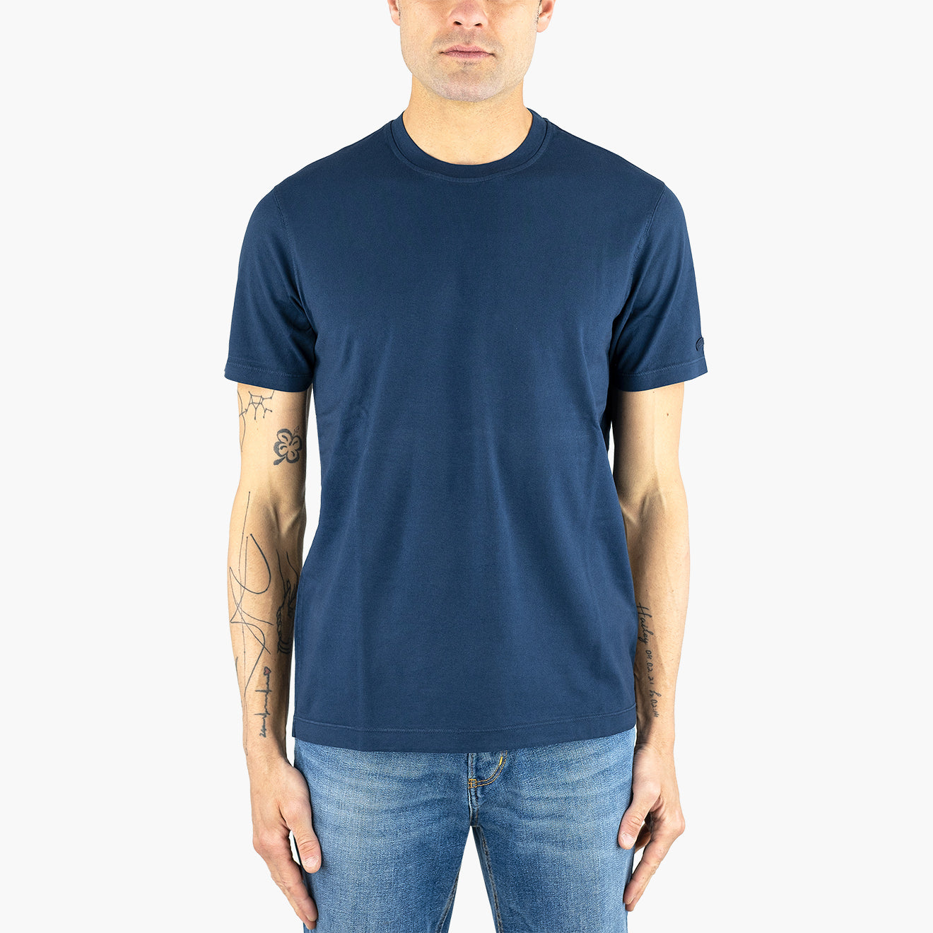 T-Shirt PAUL & SHARK in Jersey di Cotone Tinto Capo Blu