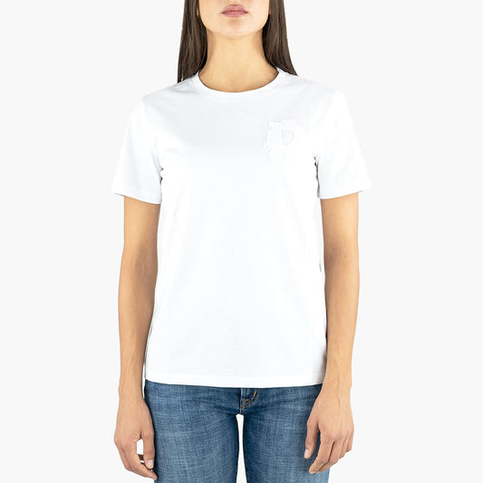 T-shirt DONDUP con Ricamo D in Jersey di Cotone Bianca