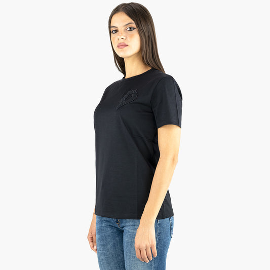 T-shirt DONDUP con Ricamo D in Jersey di Cotone Nera
