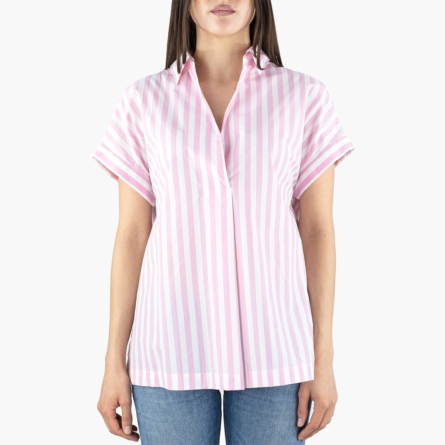 Top Camicia ASPESI in Puro Cotone Righe Bianco Rosa