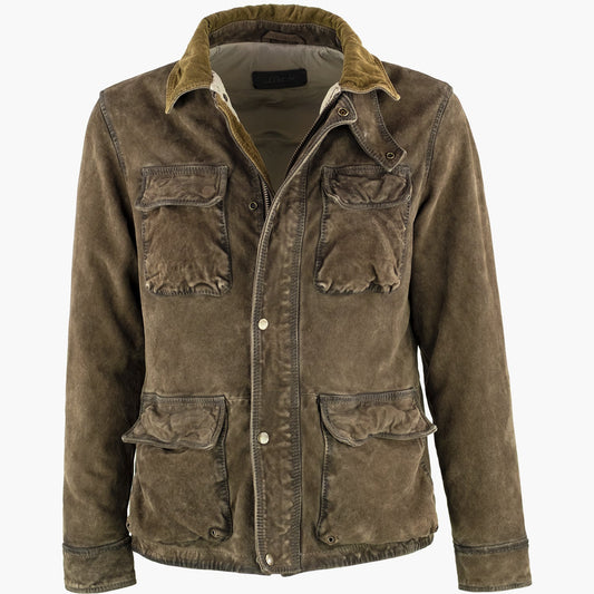 Field Jacket THE JACK Calgary in Pelle Burned Suede Alga