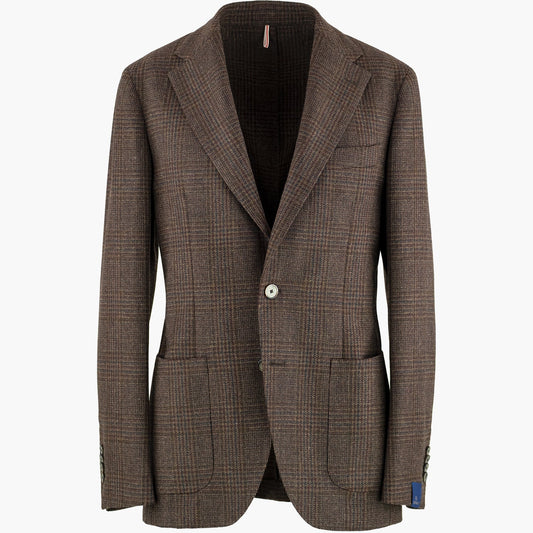Giacca SANTANIELLO in Lana Super 110's Principe di Galles Marrone