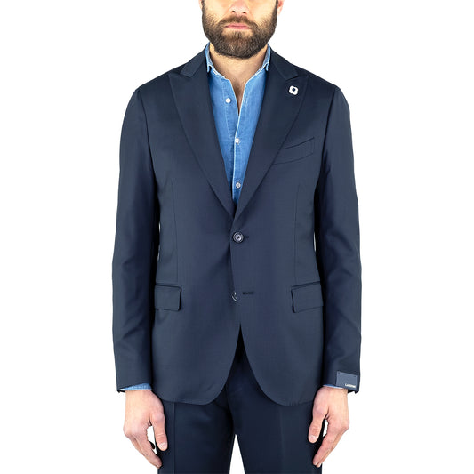 Abito LARDINI Petto a Lancia in Fresco Lana Blu
