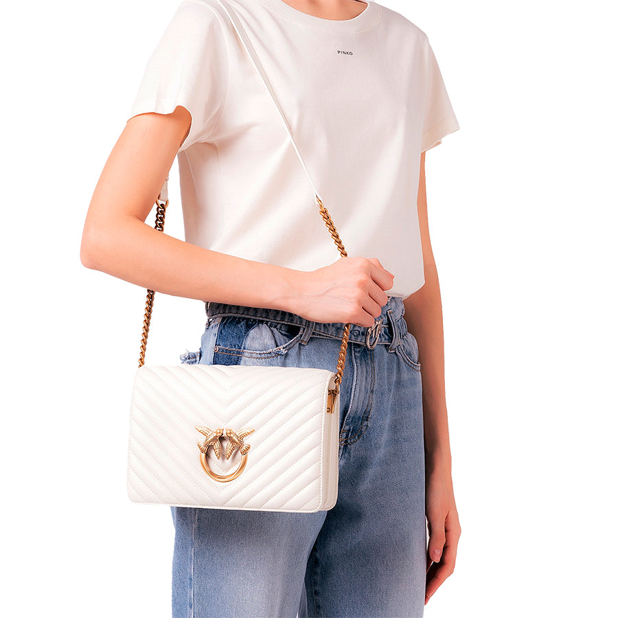 Borsa PINKO Love Click Classic V Quilt Avorio