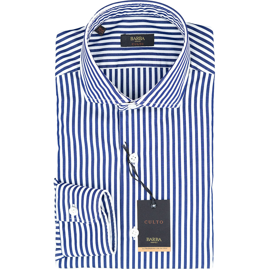 Camicia BARBA Napoli Culto Righe Bianco Blu Navy