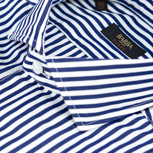 Camicia BARBA Napoli Culto Righe Bianco Blu Navy