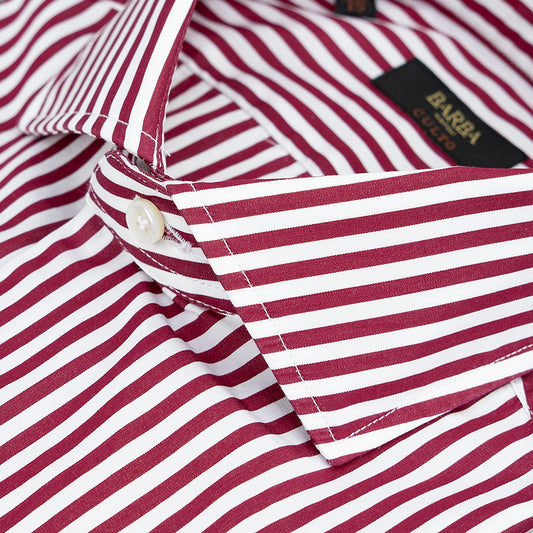 Camicia BARBA Napoli Culto Righe Bianco Bourdeaux