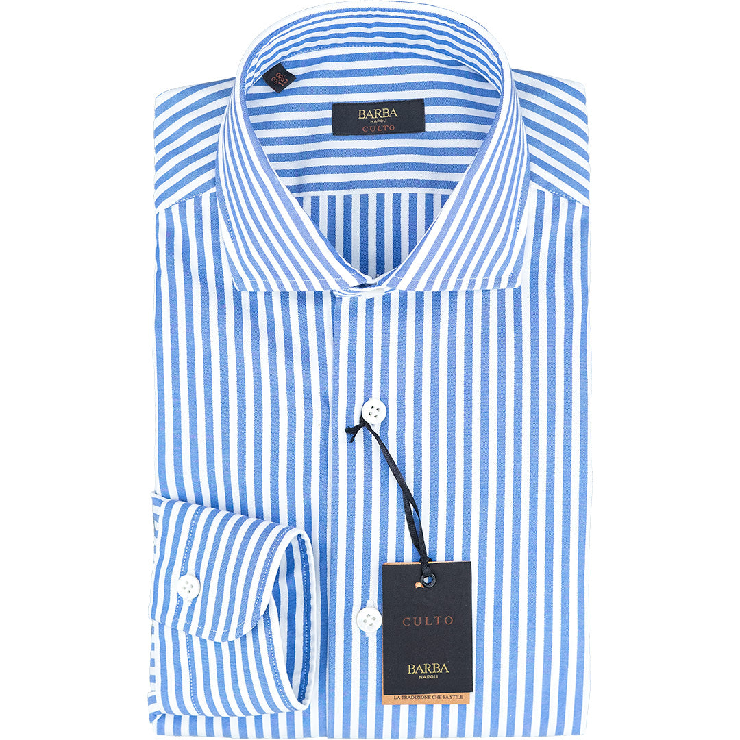 Camicia BARBA Napoli Culto Righe Bianco Celeste