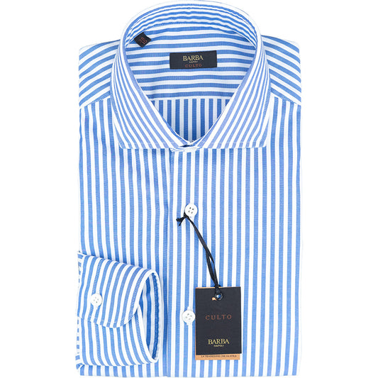 Camicia BARBA Napoli Culto Righe Bianco Celeste