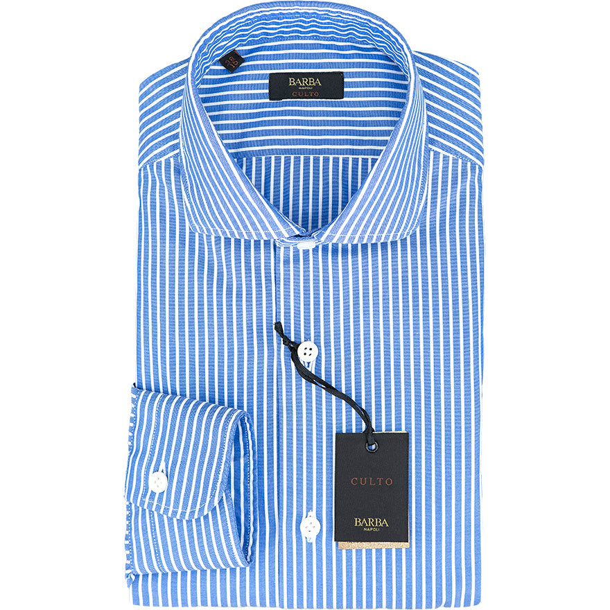 Camicia BARBA Napoli Culto Righe Celeste Bianco
