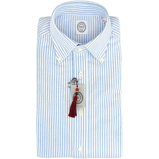 Camicia BOLZONELLA Dustin in Cotone Oxford Righe Bianco Celeste