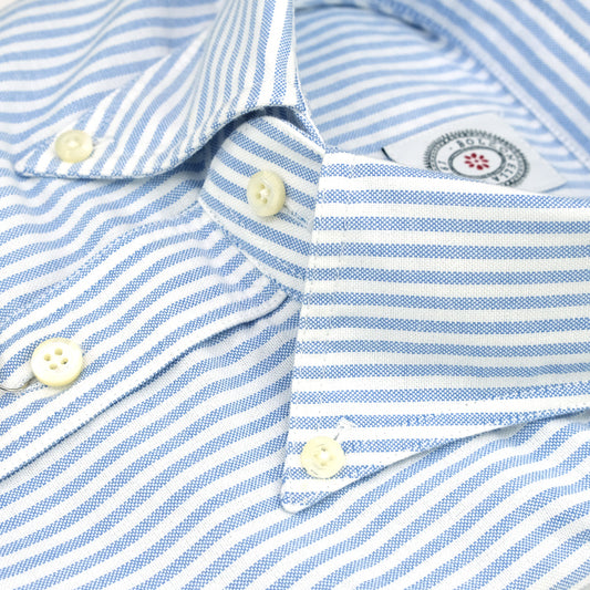 Camicia BOLZONELLA Dustin in Cotone Oxford Righe Bianco Celeste