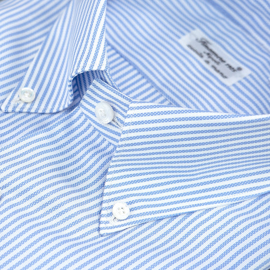 Camicia FINAMORE Milano Button Down Riga Bianco Celeste