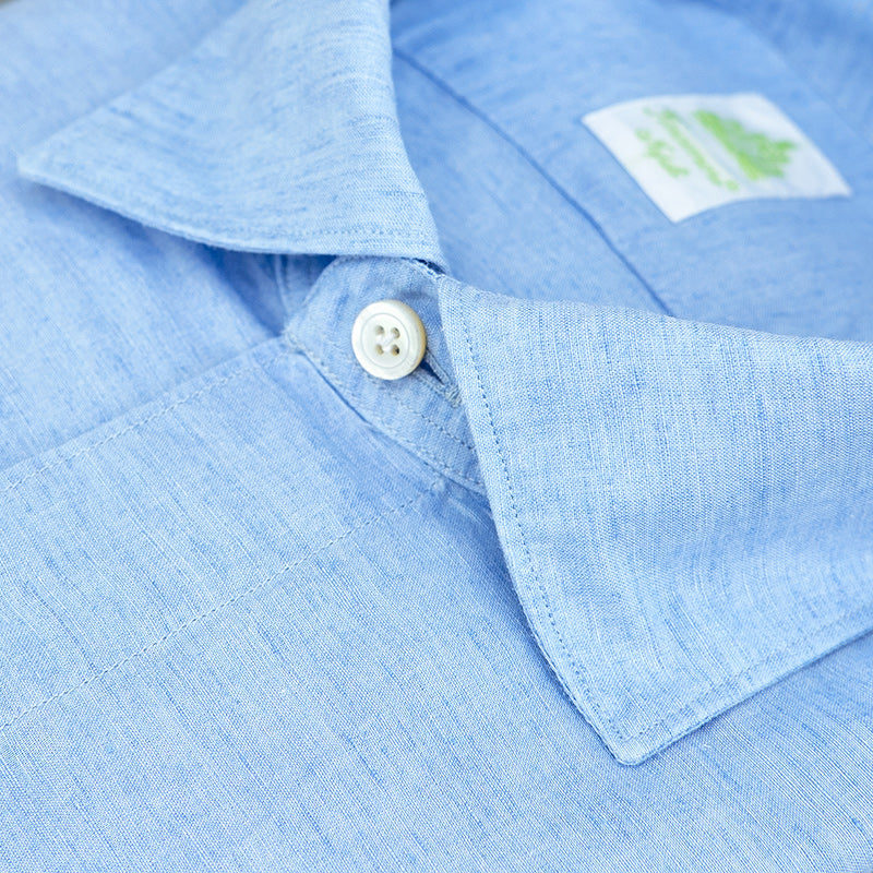 Camicia FINAMORE Tokyo in Lino e Cotone Celeste