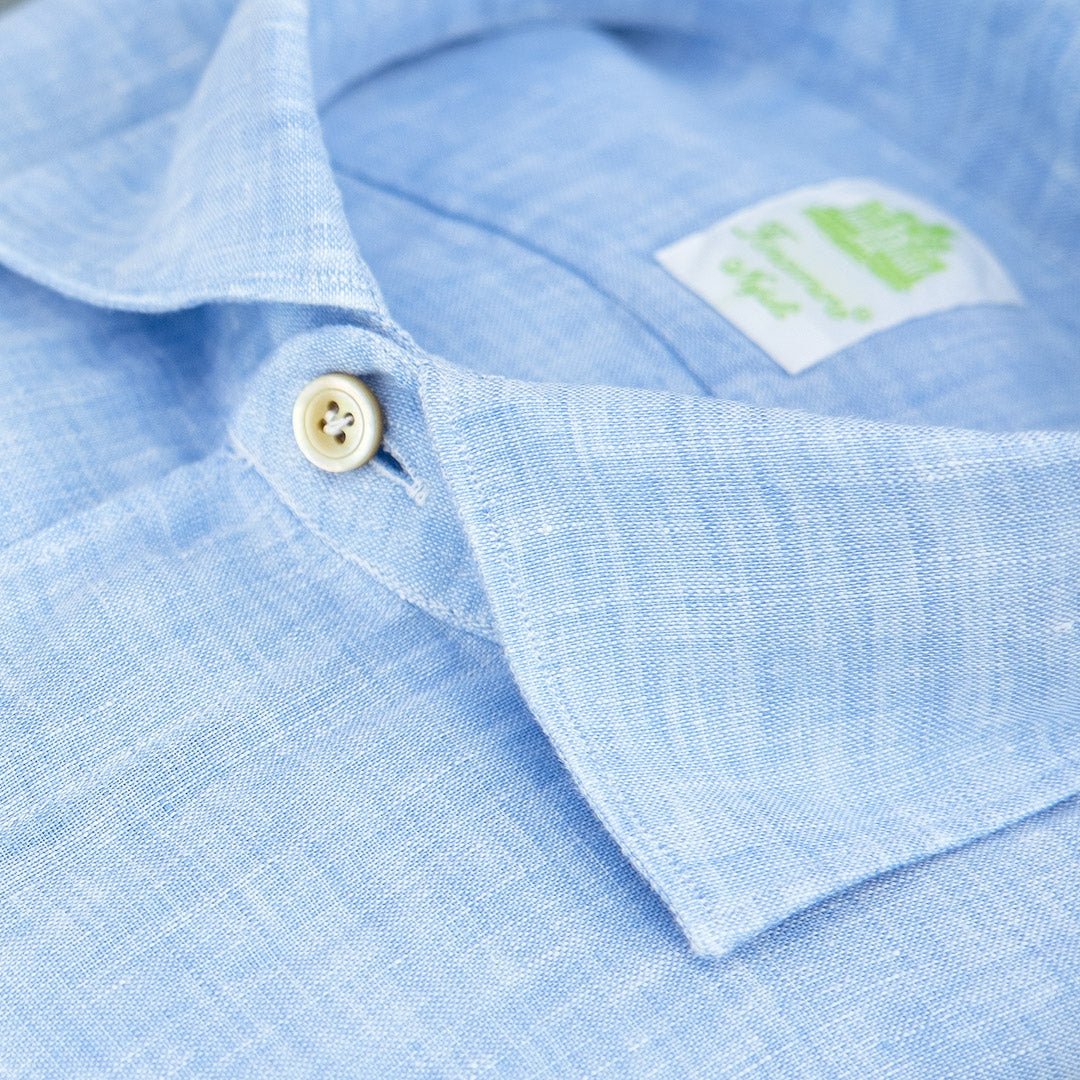 Camicia FINAMORE Tokyo in Puro Lino Celeste