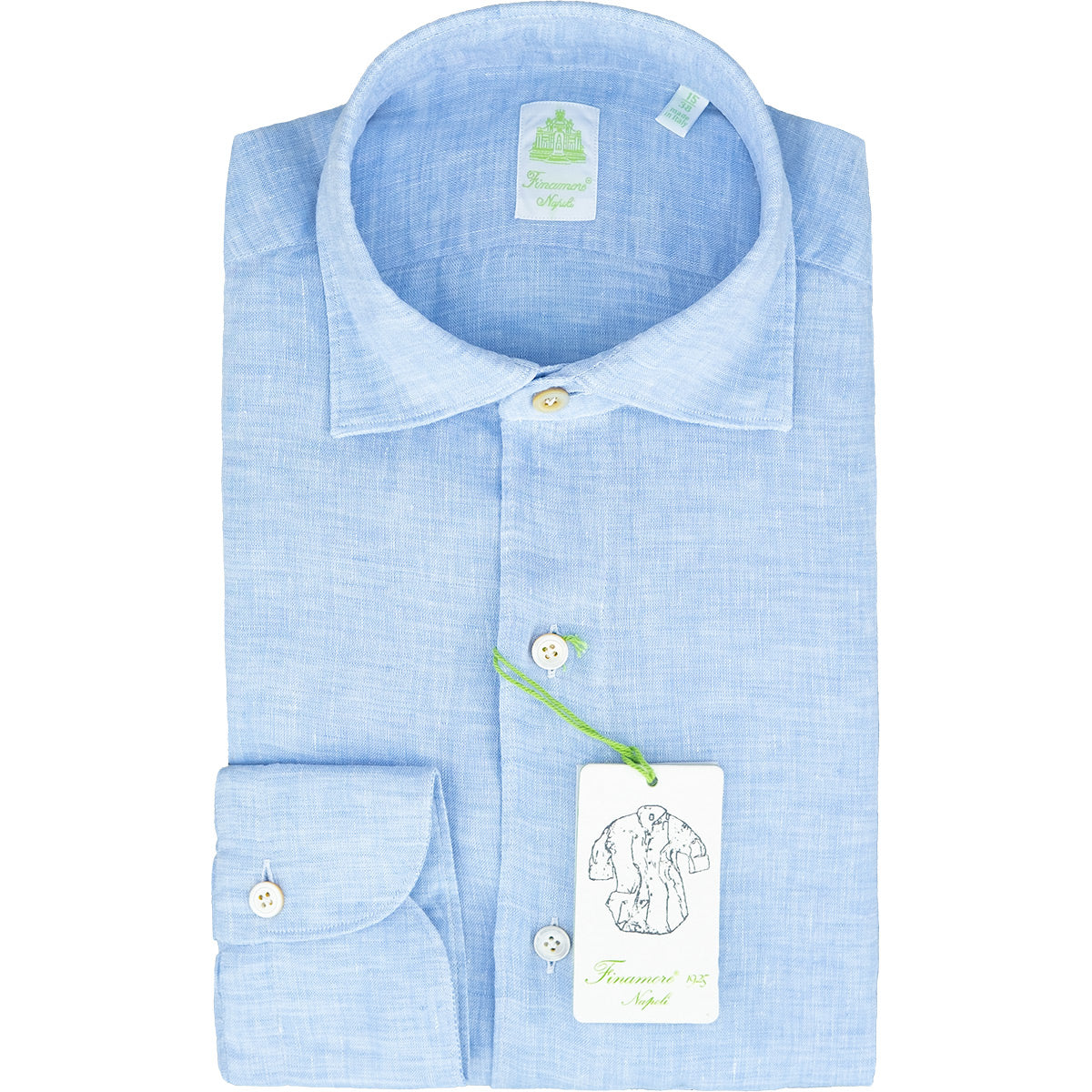 Camicia FINAMORE Tokyo in Puro Lino Celeste