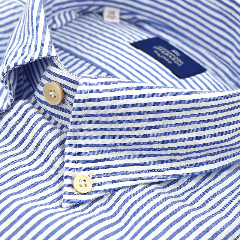 Camicia GHERARDI Washed Righe Bianco Celeste