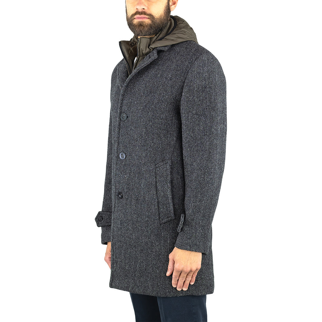 Cappotto PALTÒ Geraldo Chevron Spinato Grigio Scuro