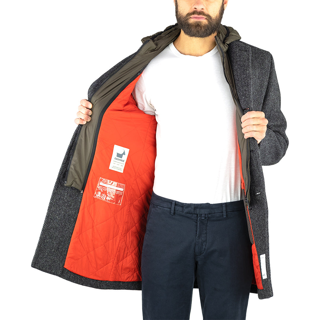 Cappotto PALTÒ Geraldo Chevron Spinato Grigio Scuro