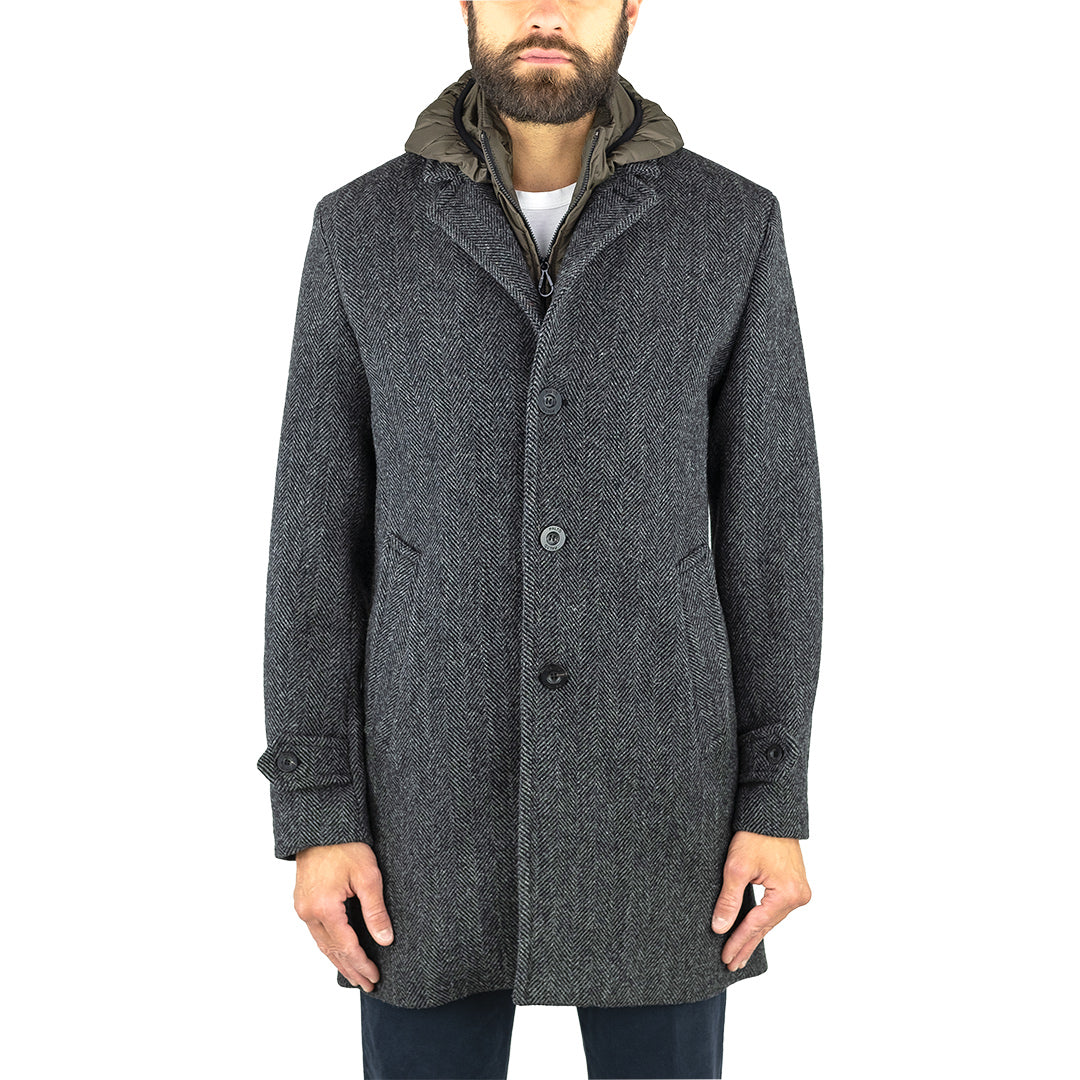 Cappotto PALTÒ Geraldo Chevron Spinato Grigio Scuro