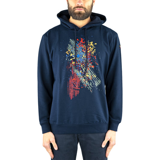 Felpa PAUL & SHARK con Stampa in Cotone Organico Blu