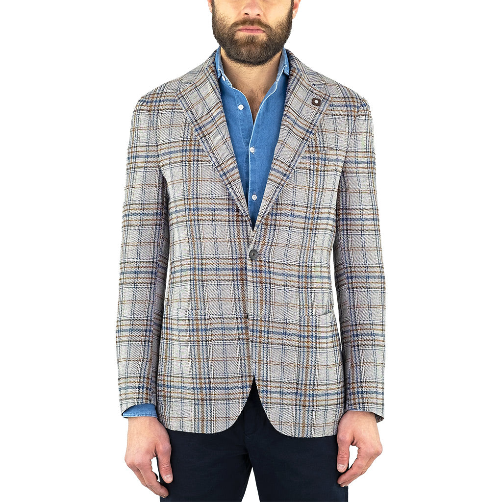 Giacca LARDINI Fantasia Quadro Super Soft Beige