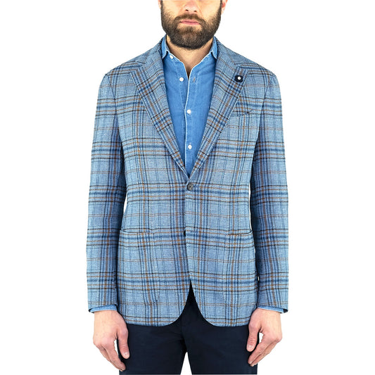 Giacca LARDINI Fantasia Quadro Super Soft Indaco