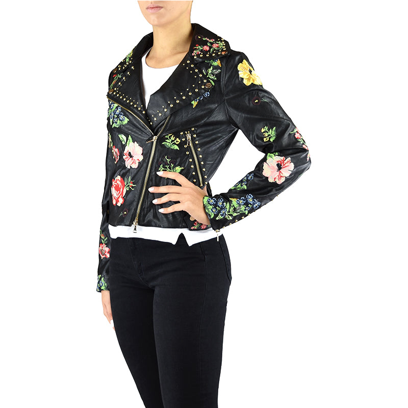 Giacca Chiodo TWINSET PA82AU in Ecopelle Nero