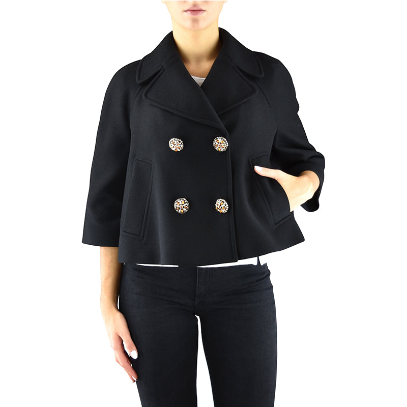 Giacca TWINSET PA826U Corta in Panno Nera