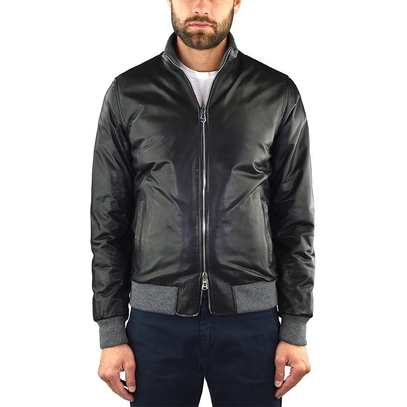 Giubbotto BARBA Napoli Fox Rev in Pelle Nero