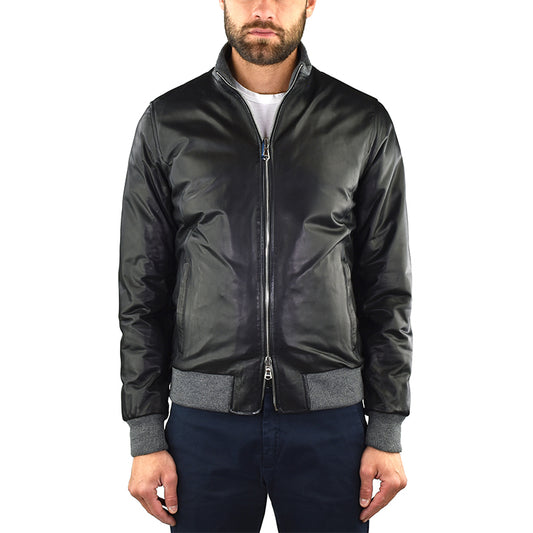 Giubbotto BARBA Napoli Fox Rev in Pelle Nero