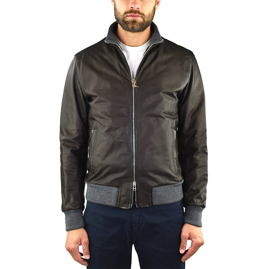 Giubbotto BARBA Napoli Fox in Pelle Testa di Moro