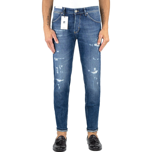 Jeans PT Torino Denim Reggae con Abrasioni e Rammendi Lavaggio Medio