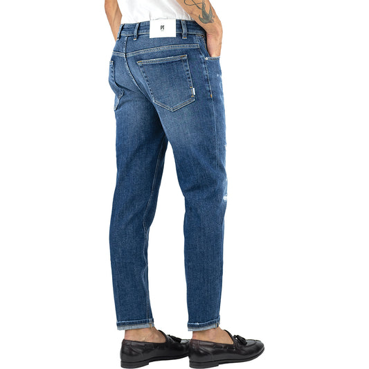 Jeans PT Torino Denim Reggae con Abrasioni e Rammendi Lavaggio Medio