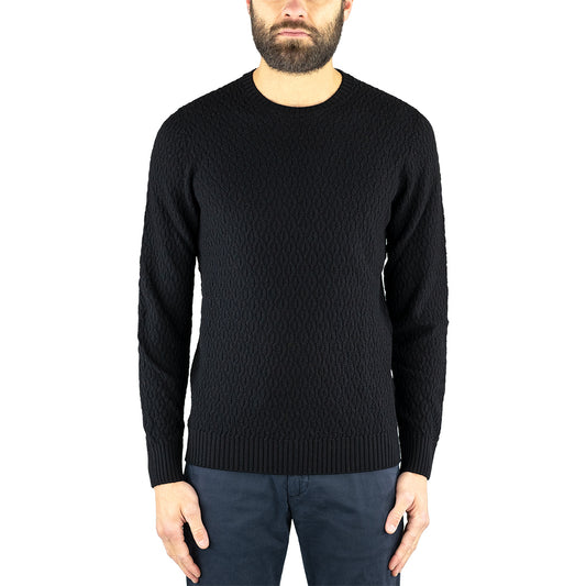 Maglia DRUMOHR in Merino Extrafine Lavorazione Jacquard Nera