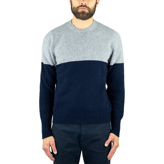 Maglia DRUMOHR in Puro Cachemire Bicolor Grigio Blu