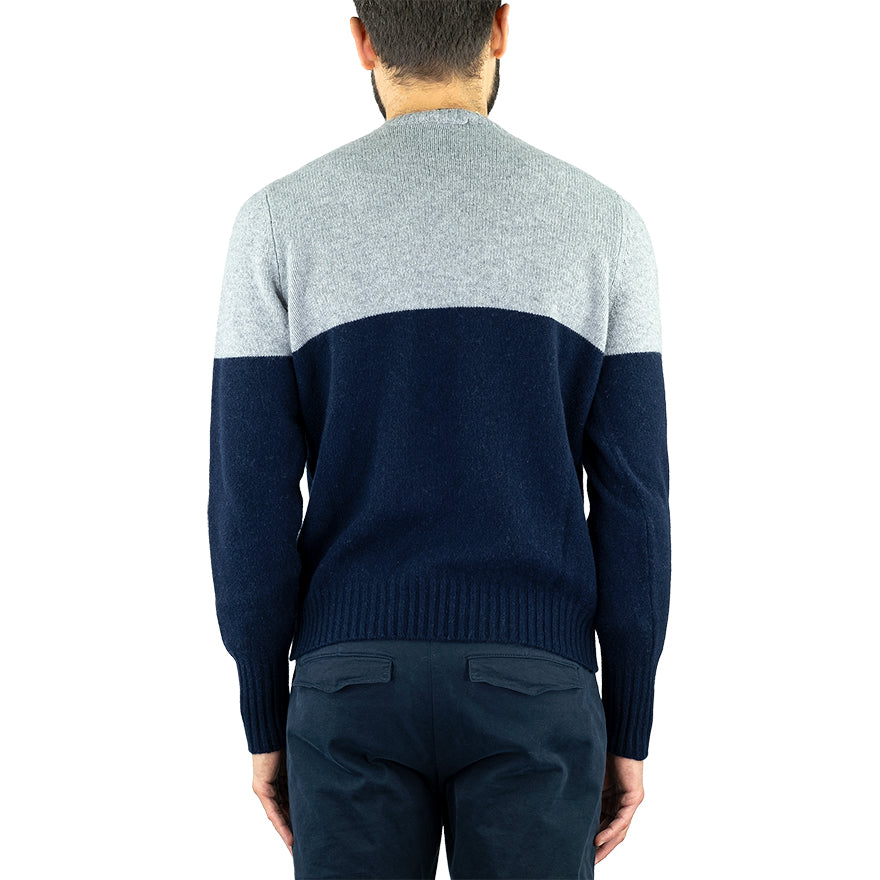 Maglia DRUMOHR in Puro Cachemire Bicolor Grigio Blu